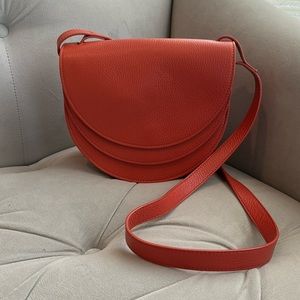 Cuyana Double Moon Saddle Bag, dark coral